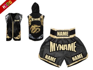 Boxing Set - Custom Kids Boxing Hoodies and Boxing Shorts : Black